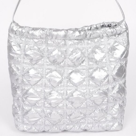 Quilted Padding Metallic Nylon Shoulder Bag - Picture 1 of 2